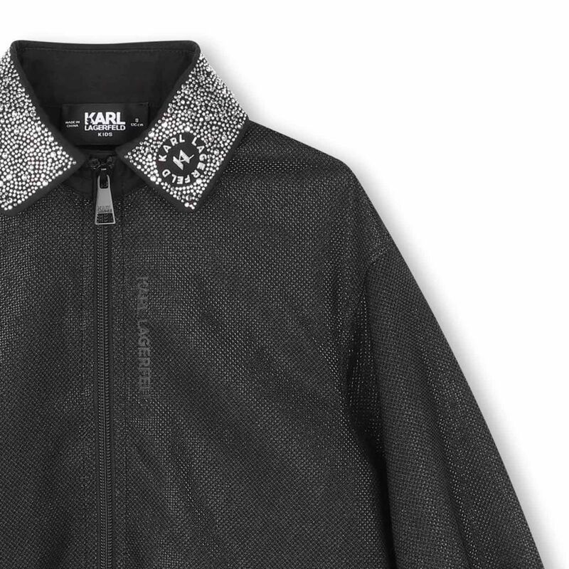 Karl Lagerfeld Rhinestone Collar Zip-Up 10Y - 16Y image number 3