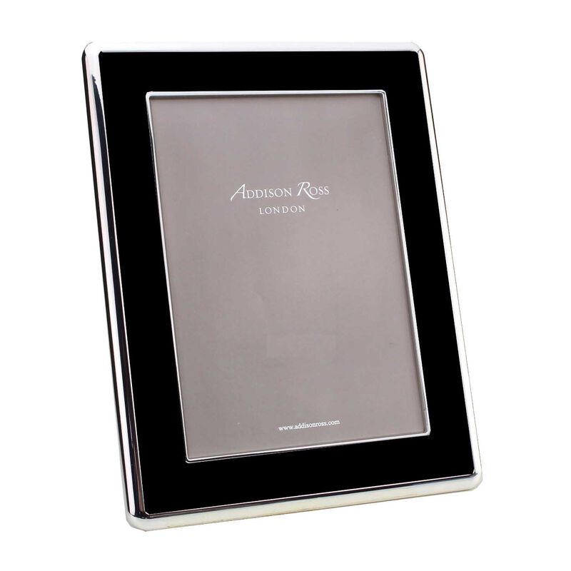 Addison Ross 4x6 Enamel & Silver Photo Frame 30mm - Silver & Black image number 0