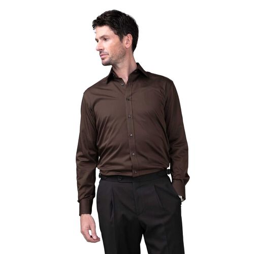 Rembrandt London Chocolate Brown Sateen Shirt