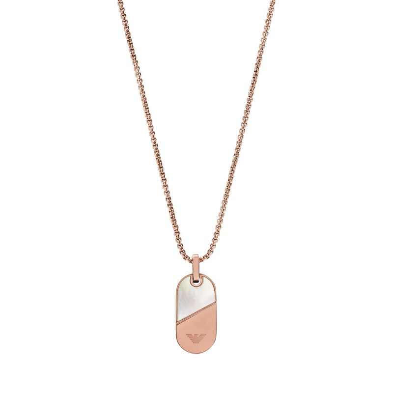 Emporio Armani Rose Gold-Plated Stainless Steel Dog Tag Necklace image number 1