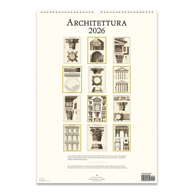 Cavallini Architettura 2026 Wall Calendar image number 2