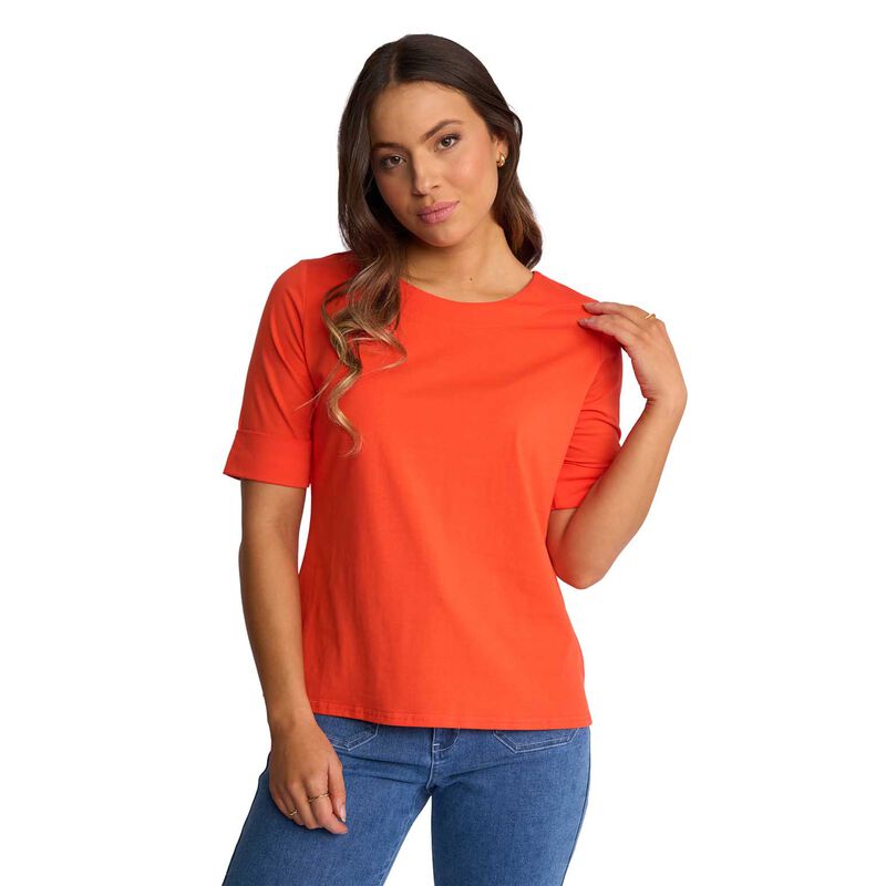 Vassalli Elbow Length Sleeve Round Neck Knit Top with Cuff image number 0