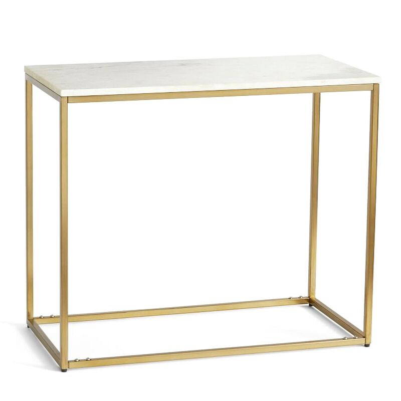 Pottery Barn Delaney Narrow Side Table Brass/Marble image number 0