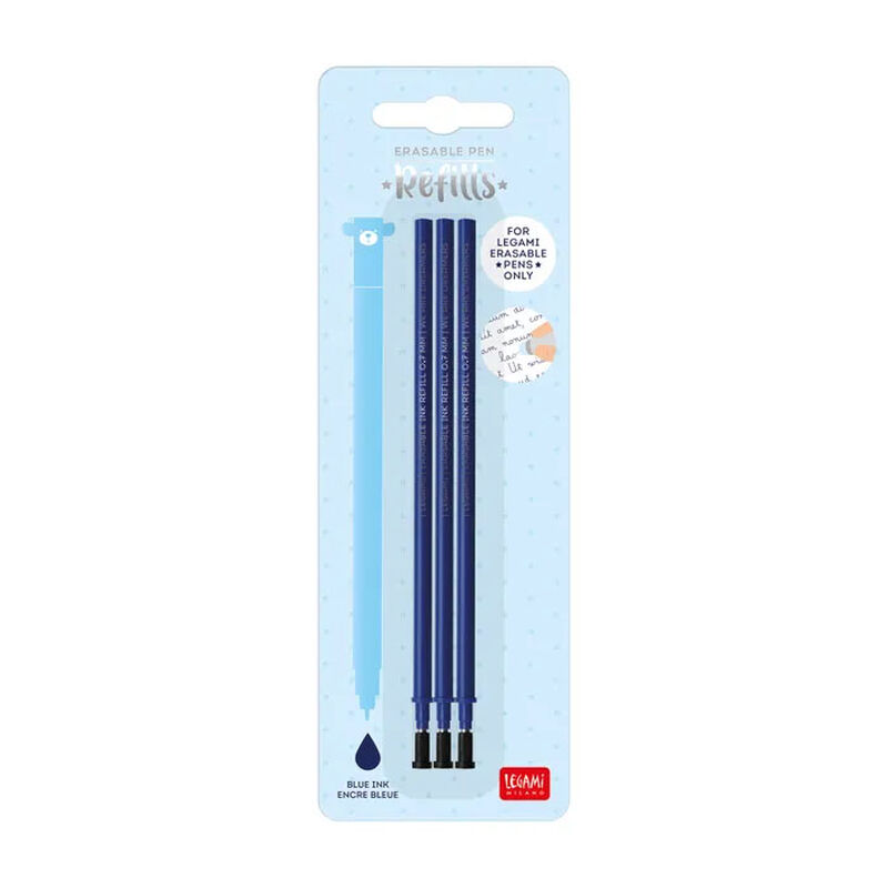 Legami Refill Erasable Pen - Blue - 3 Pc Pack image number 0
