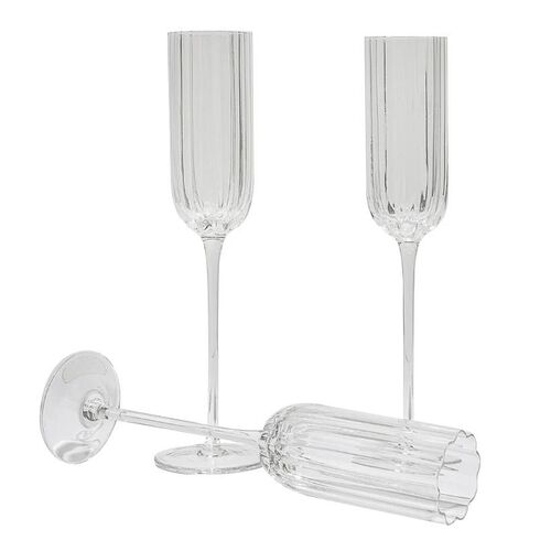 Home Lab Petal Champagne Flute Clear Set Of 4