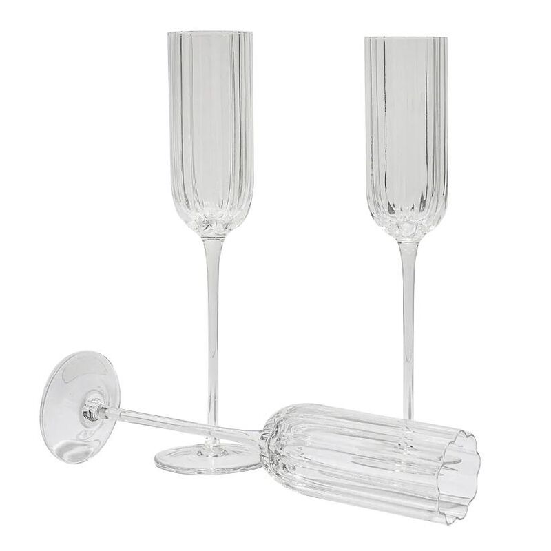 Home Lab Petal Champagne Flute Clear Set Of 4 image number 0