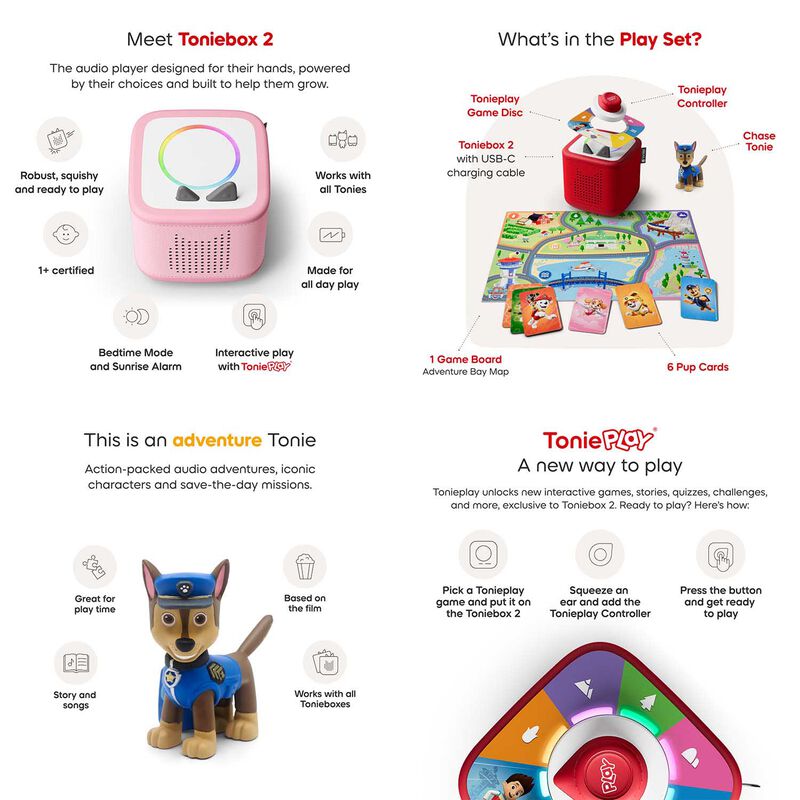 tonies Toniebox 2 - Cloud Pink Play Set - PAW Patrol Chase image number 2
