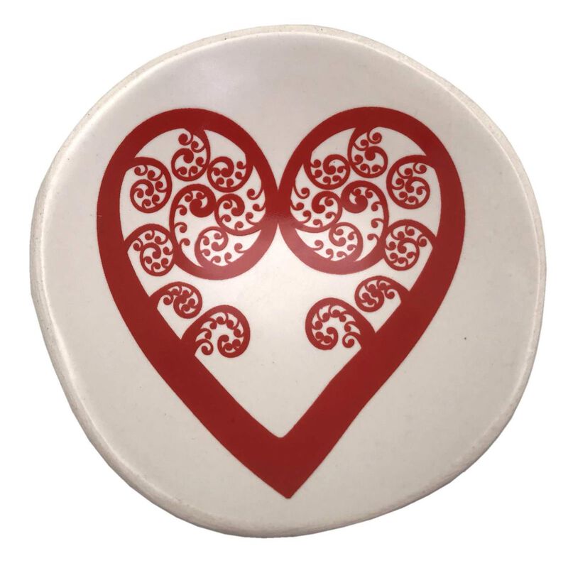 Jo Luping Bowl - Red Fern Aroha on White Jo Luping Bowl - Red Fern Aroha on White