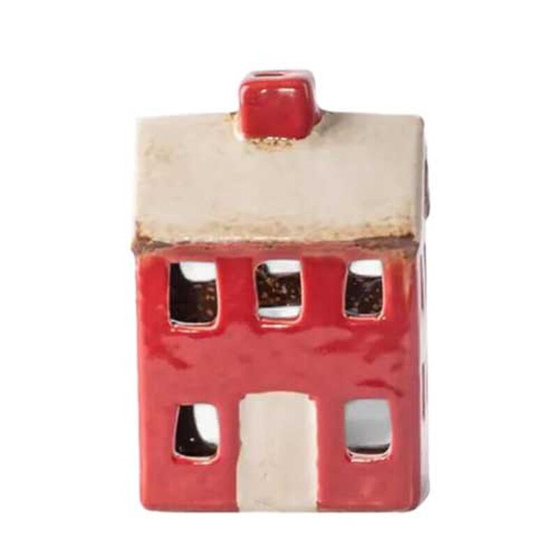 French Country Alsace Petite Tea Light Chalet Red Cream image number 0