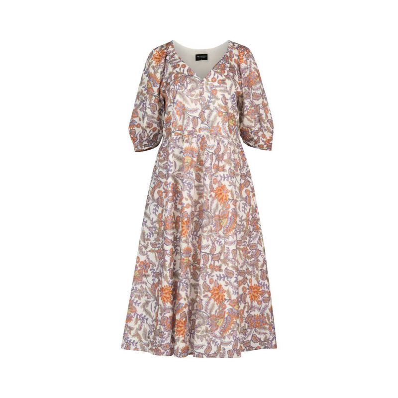 Vassalli V Neck Dress With Pleat Sleeve Detail And Side Pockets image number 2