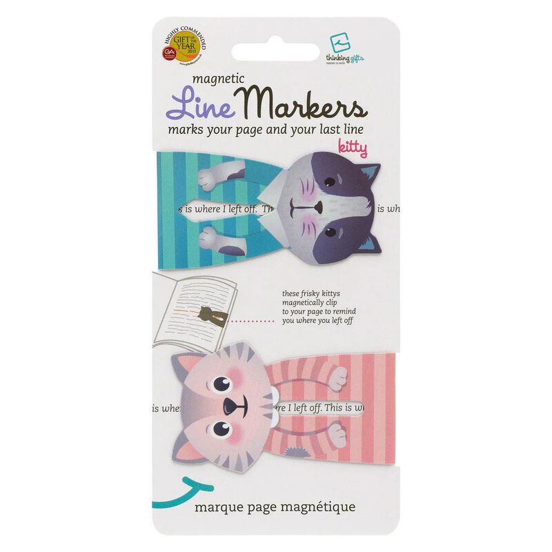 Thinking Gifts Line Marker Magnetic Bookmark Set of 2 - Cats image number 0