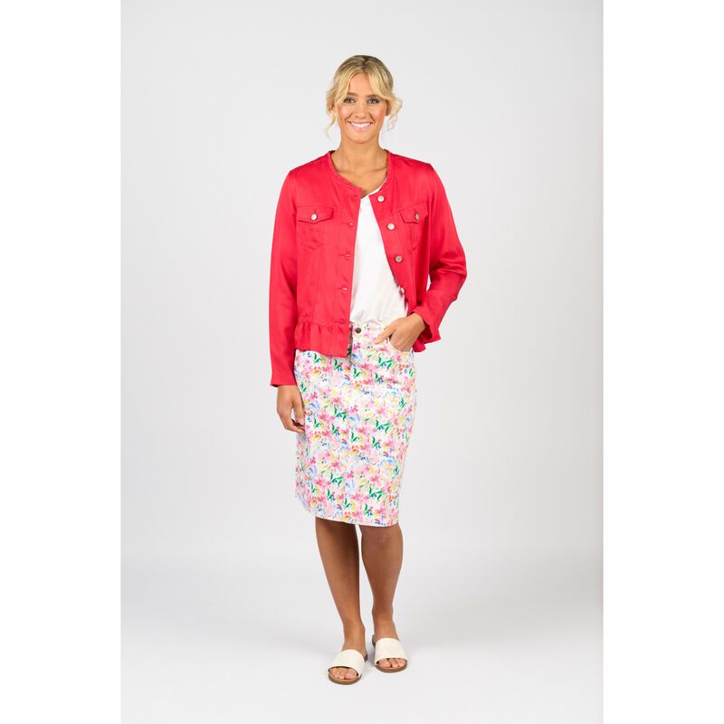 Vassalli Button Up Jacket With Frill Hem image number 3