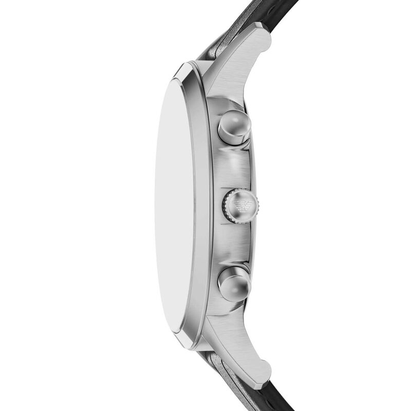 Emporio Armani Archetipo Chronograph Black Leather Watch image number 2