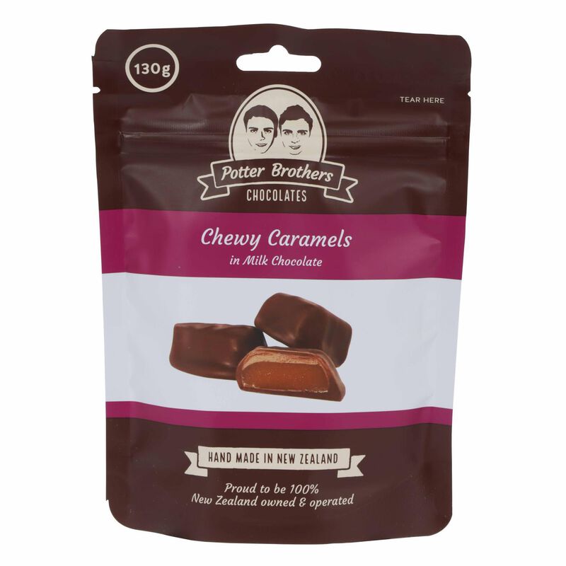 Potter Brothers Chocolates Chewy Caramels In Milk Chocolate 130g image number 0