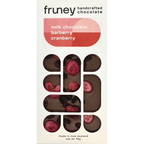 fruney Milk Chocolate, Barberry & Cranberry 75g
