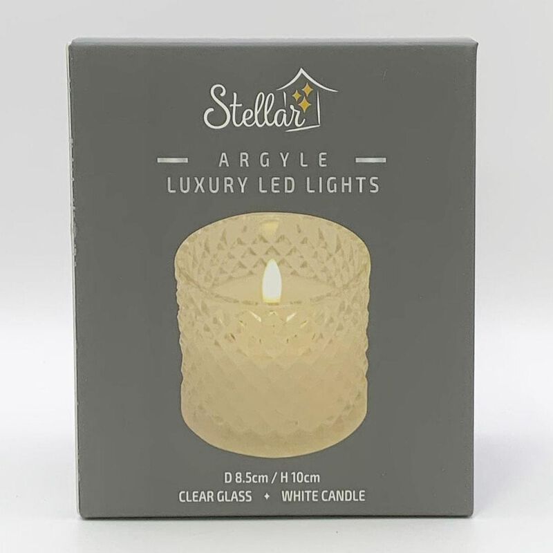 Stellar Haus Clear Argyle-Cut Glass AAA LED Candle image number 1