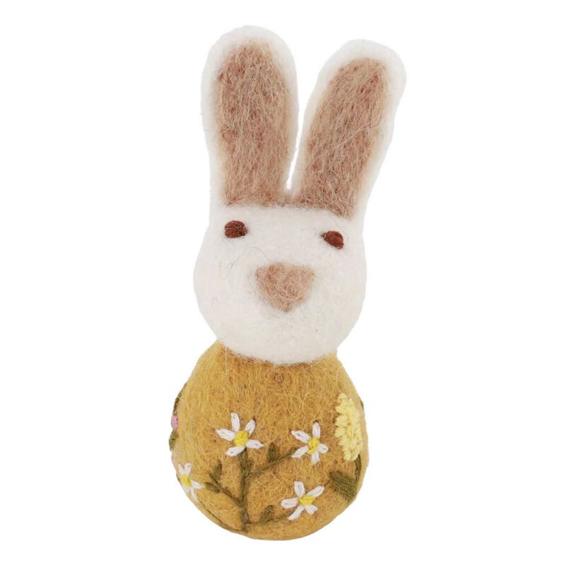 Gry & Sif Small Bunny with Flower Embroidery - Ochre image number 0