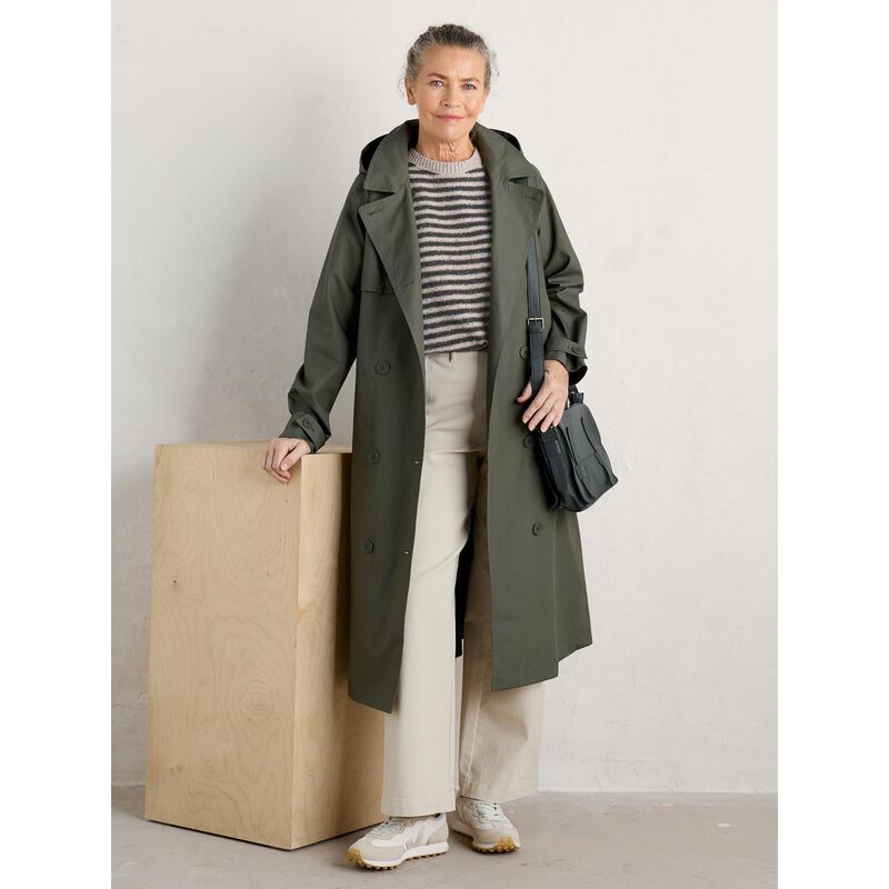 Seasalt Cornwall Penweathers Trench Coat Light Nori image number 3