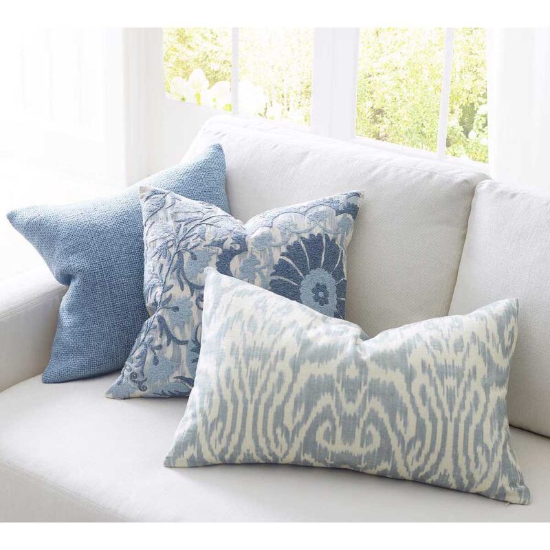 Pottery Barn Vega Ikat Printed Lumbar Cushion Cover 41x66cm Blue Multi image number 2