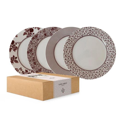 Laura Ashley Damson Limited Edition Set/4 Plates In Giftbox