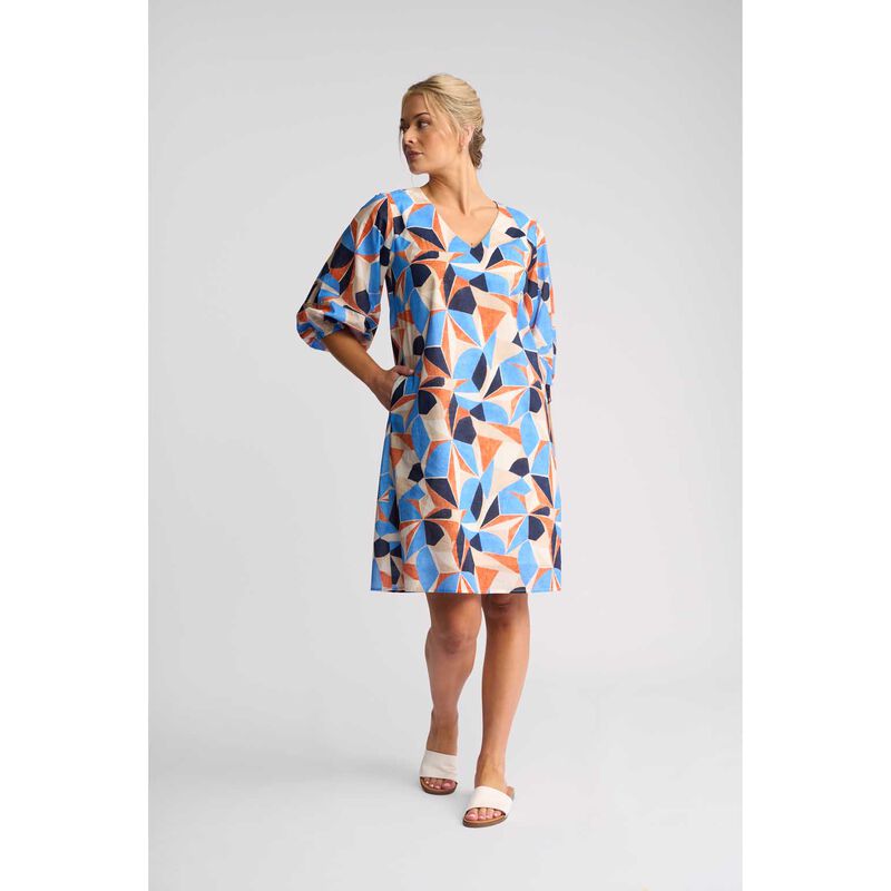 Vassalli Printed V Neck Dress image number 3