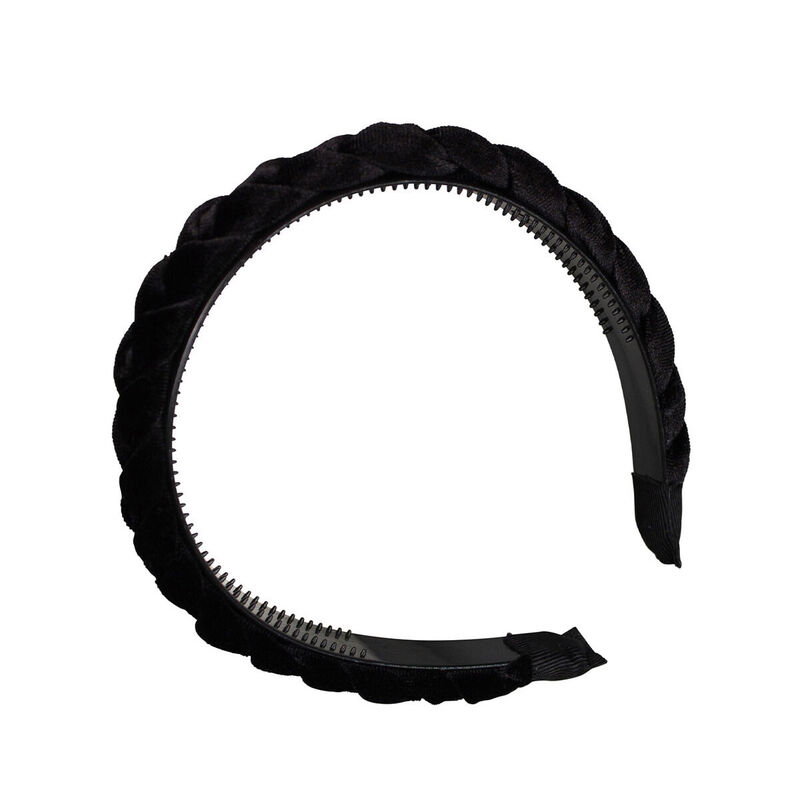 Adorn by Mae Braided Velvet Headband - Black image number 1