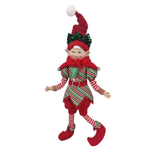 Poseable Jester Elf Red /Green 18 Inch