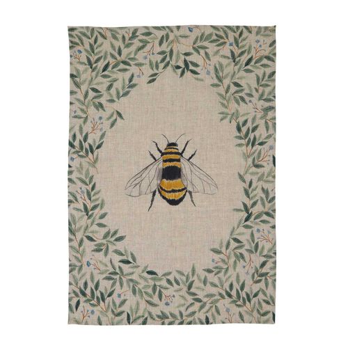 Wallace Cotton Botanical Bee Linen Tea Towel
