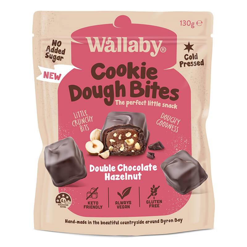 Wallaby Cookie Dough Bites Double Choc Hazelnut 130g image number 0