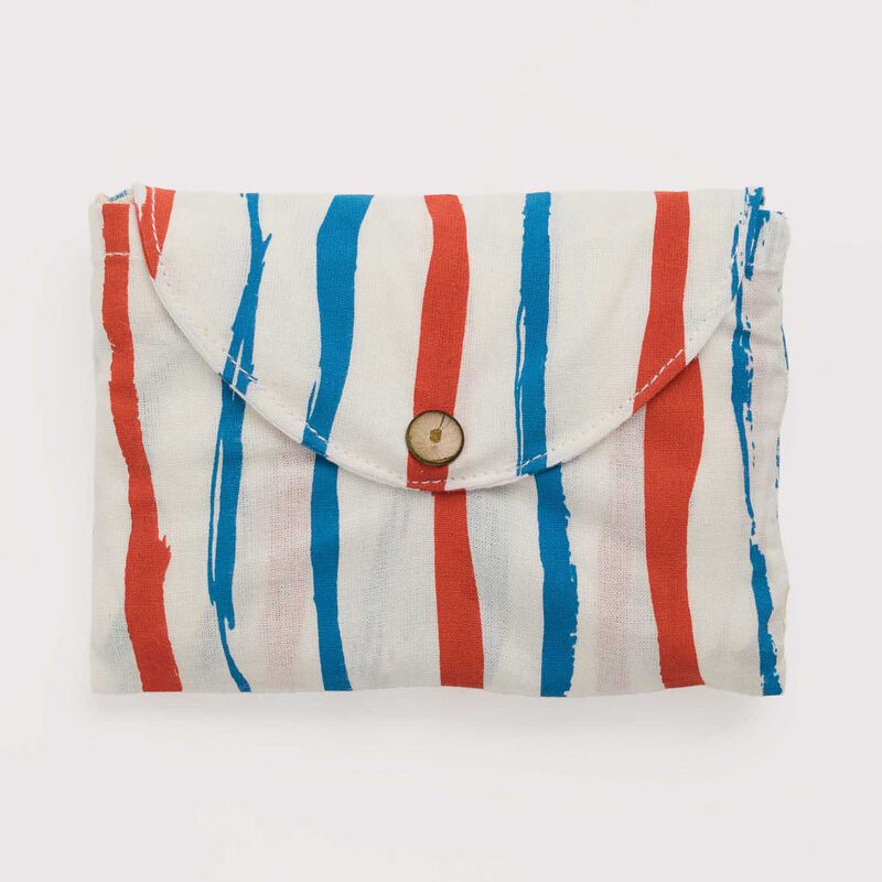 Seasalt Cornwall Foldaway Canvas Shopper Slip Mark Stripe Chalk image number 1