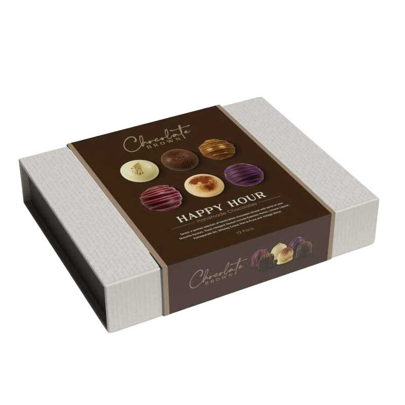 Chocolate Brown Happy Hour Boxed Chocolates 12-Piece image number 0