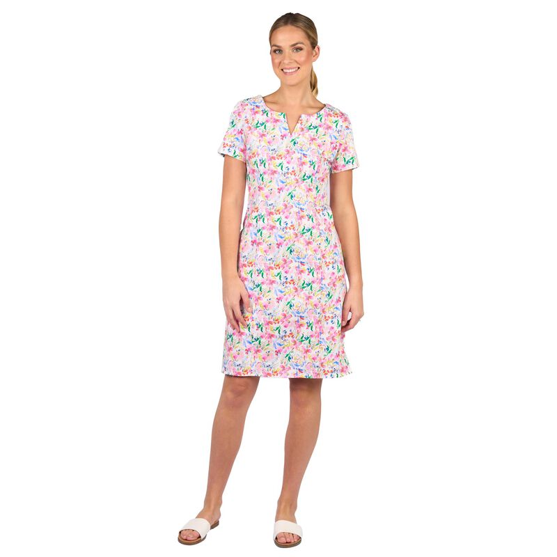 Vassalli Printed Lightweight Fitted Dress With Short Sleeve image number 0