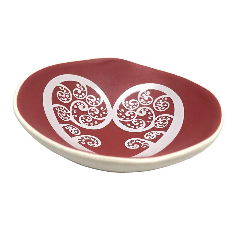 Jo Luping White Aroha/Fern On Red 7cm Bowl image number 1