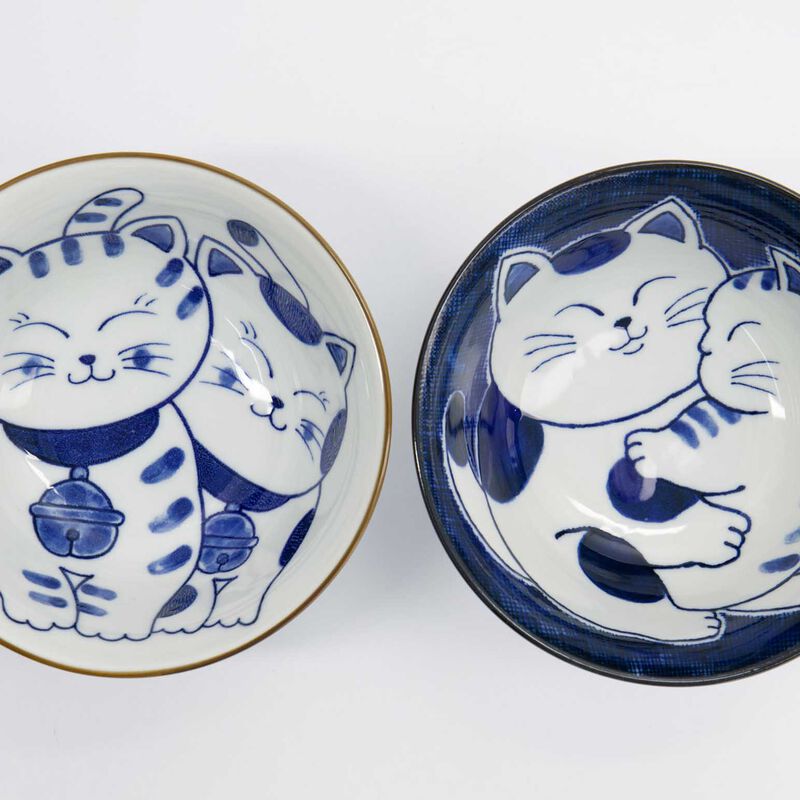 Tokyo Design Studio Kawaii Cat Neko Bowl 2pc With Chopsticks Gift Boxed image number 1