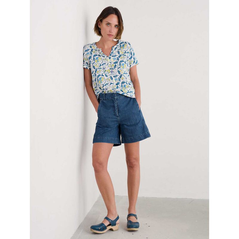 Seasalt Cornwall S/S Waterflow Top Sketchbook Poppies Chalk image number 3