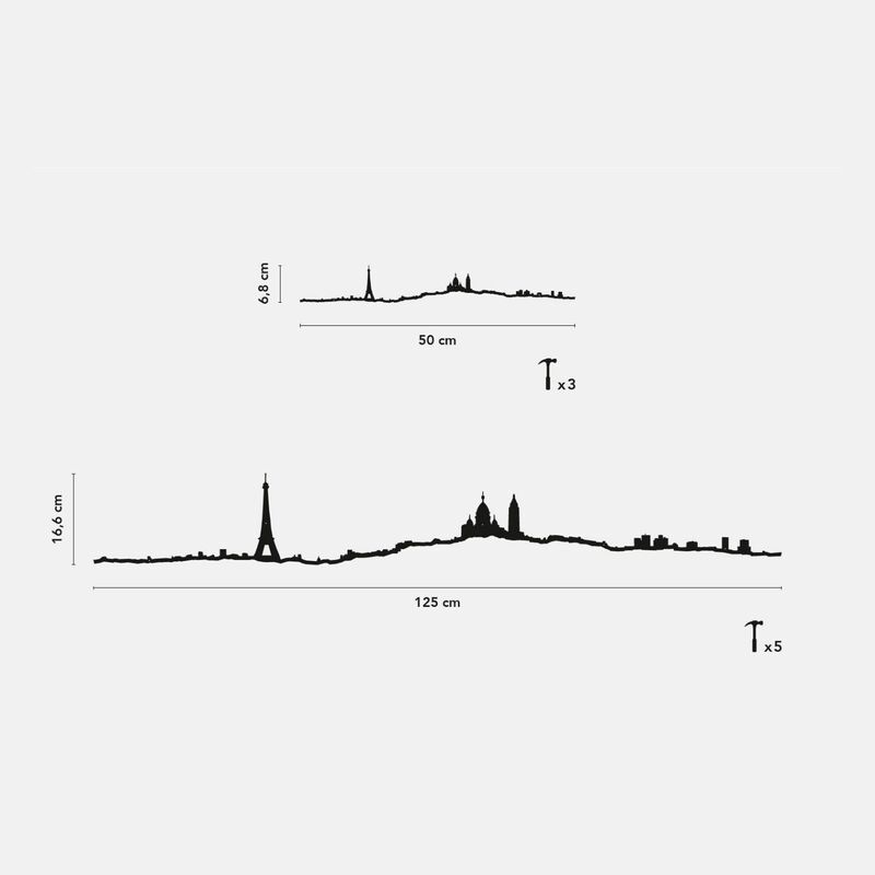 The Line Skyline of Paris Black Steel Silhouette 50cm image number 1