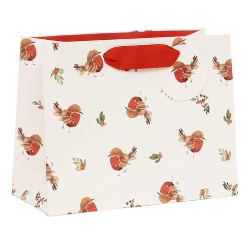 Image Gallery Luxury Robins Medium Christmas Bag