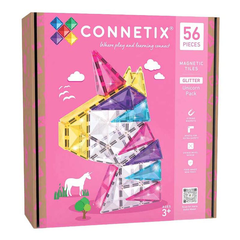 Connetix Tiles Glitter Unicorn Pack 56 Pieces image number 0
