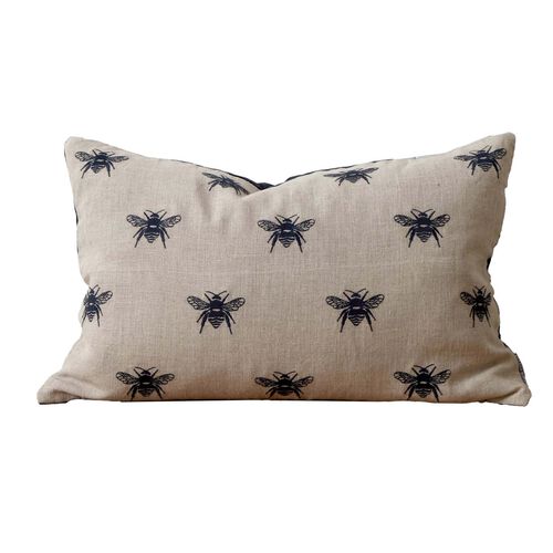 Wallace Cotton Bee Swarm Embroidered Rectangle Cushion Cover