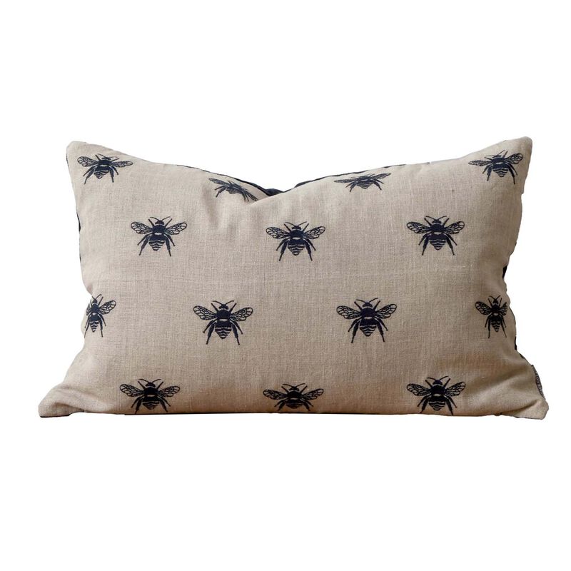 Wallace Cotton Bee Swarm Embroidered Rectangle Cushion Cover image number 0