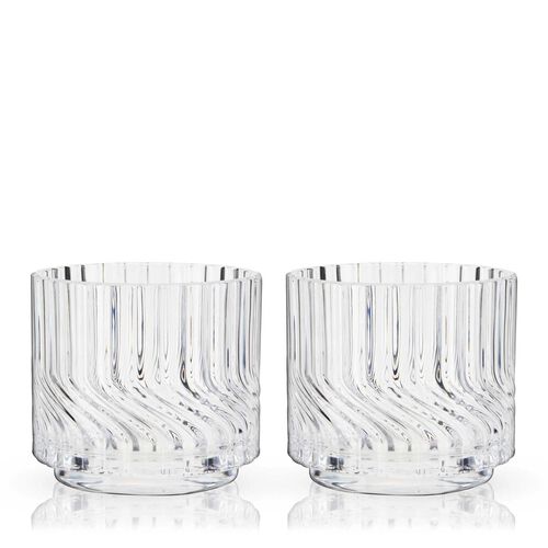Viski Zephyr Crystal Lowball Tumblers, Set of 2