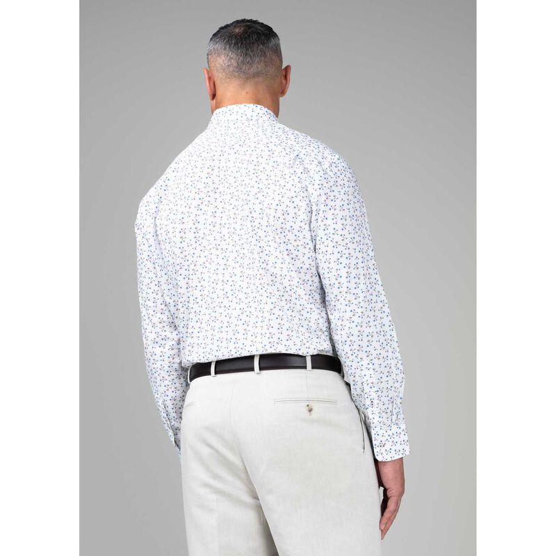 Rembrandt Sinatra White & Blue Myosotis Floral Print Shirt image number 1