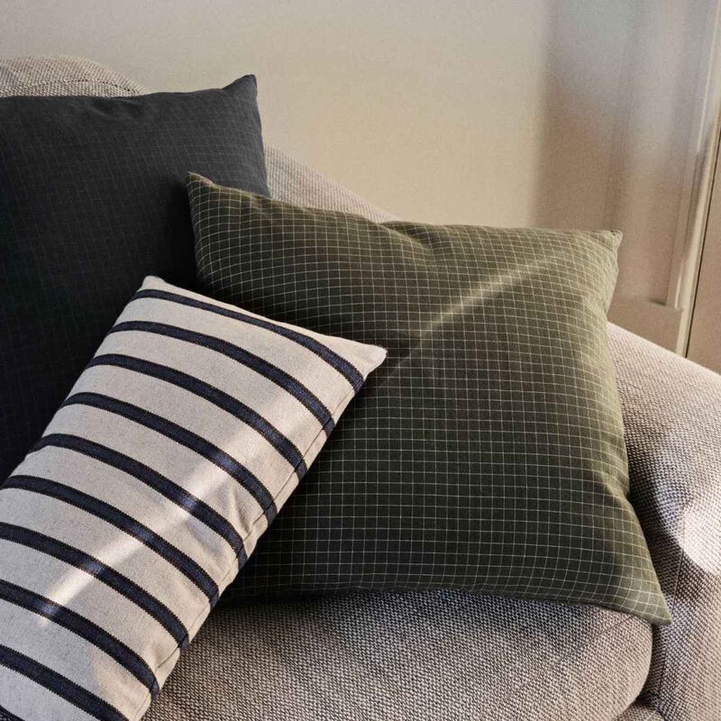Broste Cushion Cover Bodil - Black/Intense Blue 50x50 image number 1