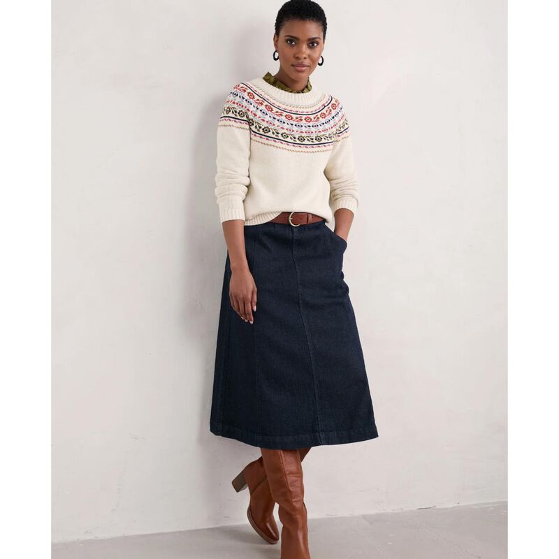 Seasalt Cornwall Stitch Work Jumper Tapestries Chalk Multi image number 3