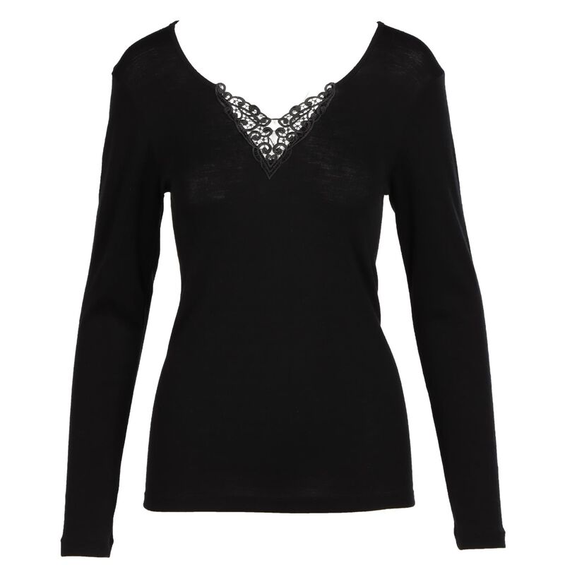 Baselayer Pure Wool Long Sleeve Lace Motif image number 0