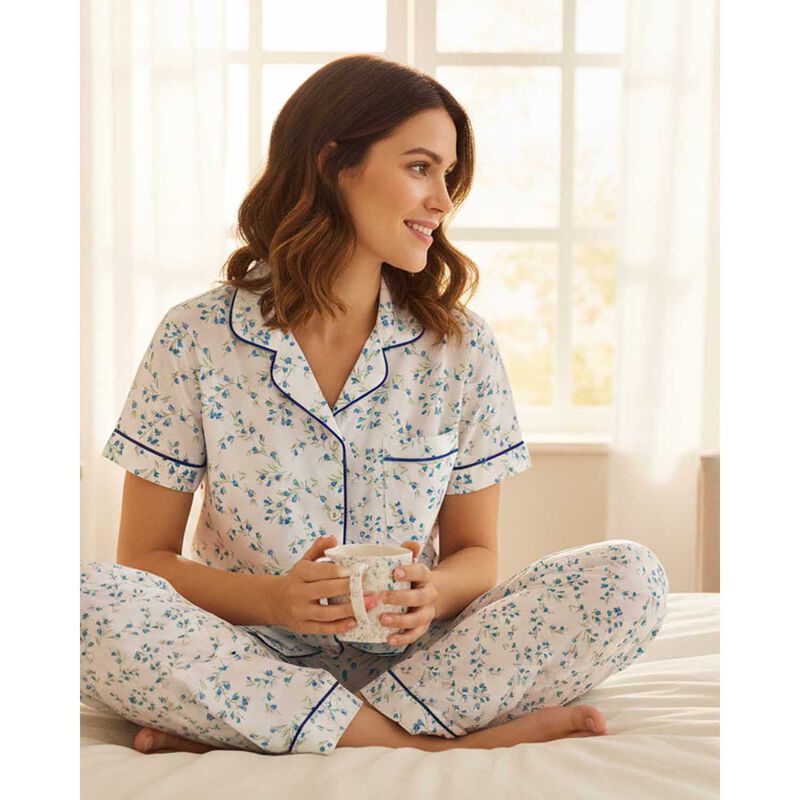 La Marquise Moonlit Tulip Cotton-Rich Jersey Short Sleeve Pyjama Set image number 2