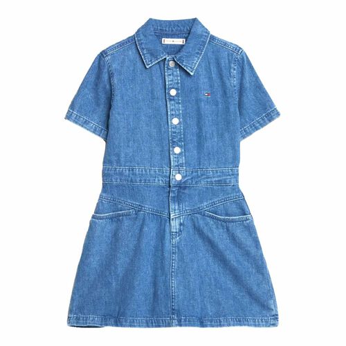 Tommy Hilfiger Denim Dress Mid Blue Ss 8-14Y