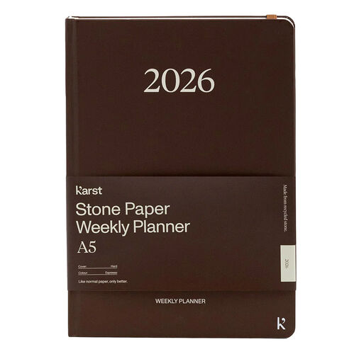 Karst Stone Paper Espresso A5 Hard Cover Weekly Planner 2026