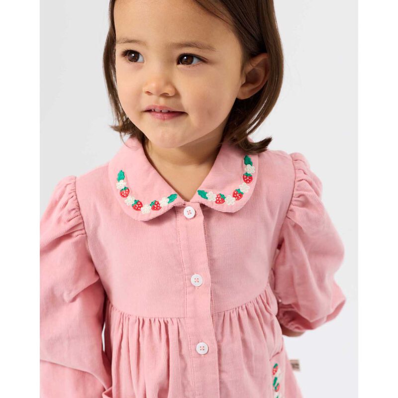 Goldie + Ace Wild Strawberry Corduroy Collar Dress 3-5Y image number 2