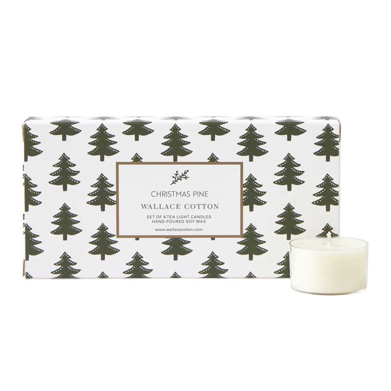 Wallace Cotton Christmas Pine Tea Light Candle Set Of 8 image number 0